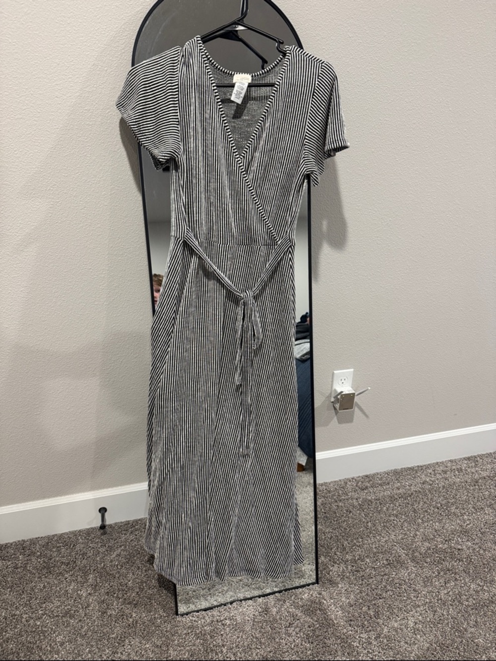 Caution To The Wind Black & White Striped Wrap Maxi Dress